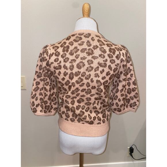 Demylee × J. Crew Leopard Print Sweater Puff Short Sleeve  Wool Mohair XS - Picture 3 of 5